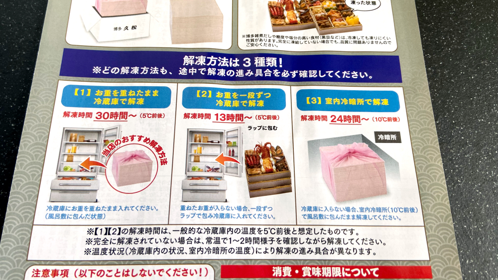 博多久松おせち千代 解凍方法