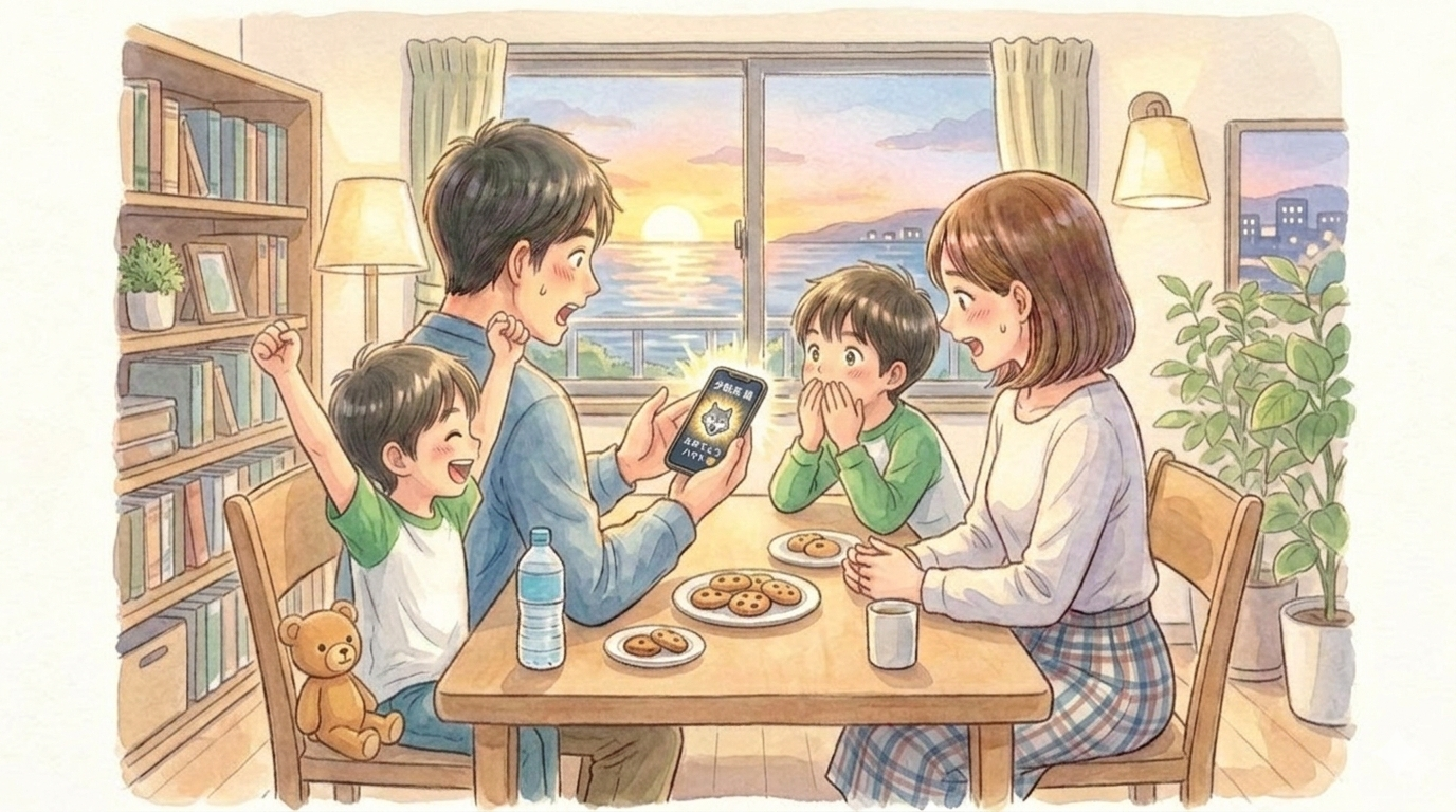 ワードウルフ イラスト 左の子が勝った時の様子