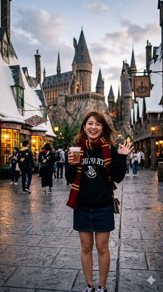 ユニバで撮った写真 女性の画像1（AI生成）