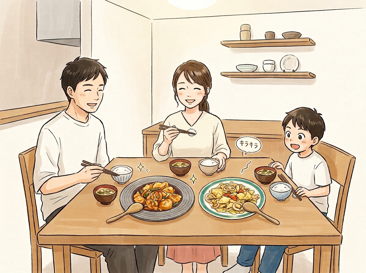 シェフの無添つくりおきのある風景 イラスト